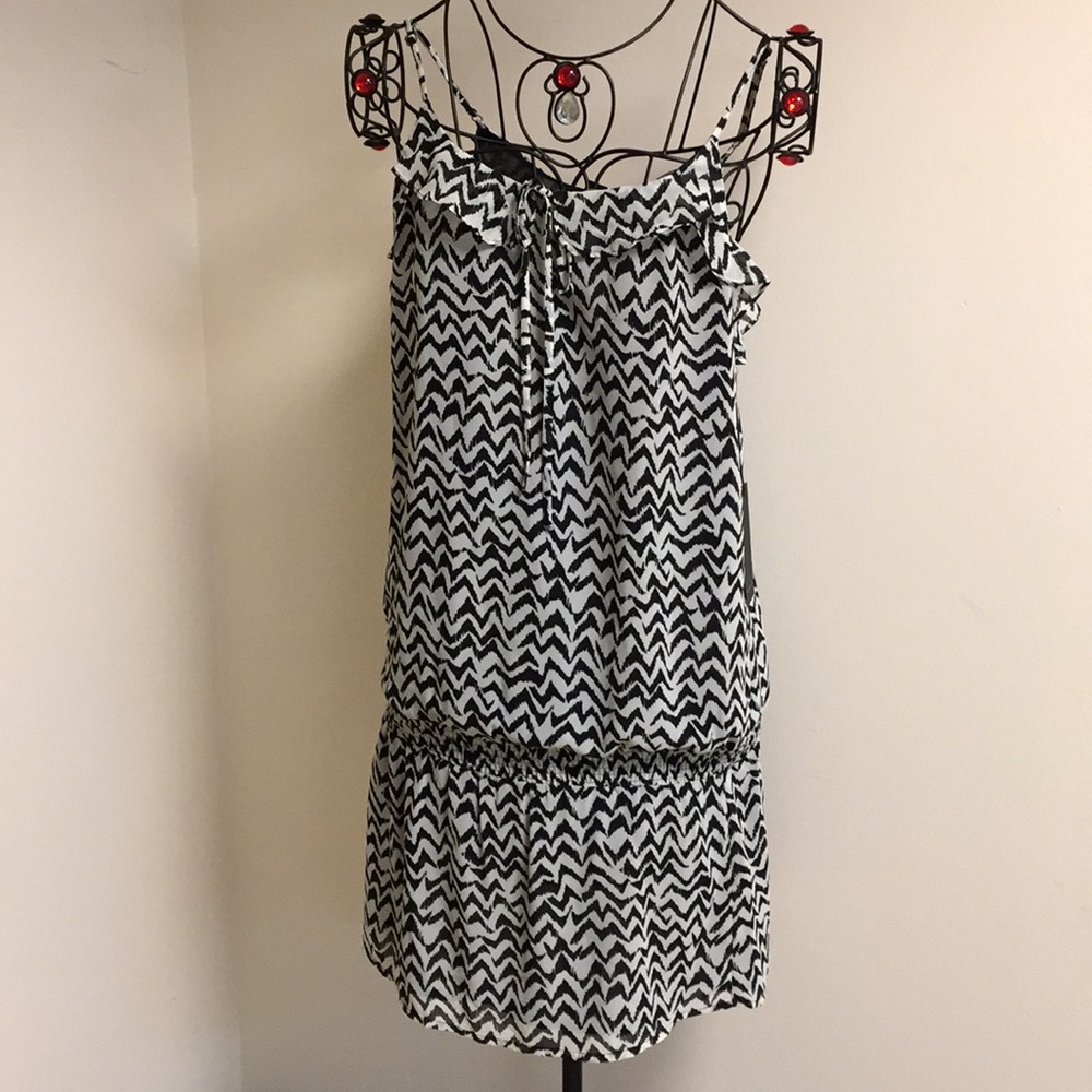 Black White Sheer Strappy Summer Dress Small